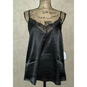 BCBGMAXAZRIA Black Soft Jacquard Lace Satin Camisole